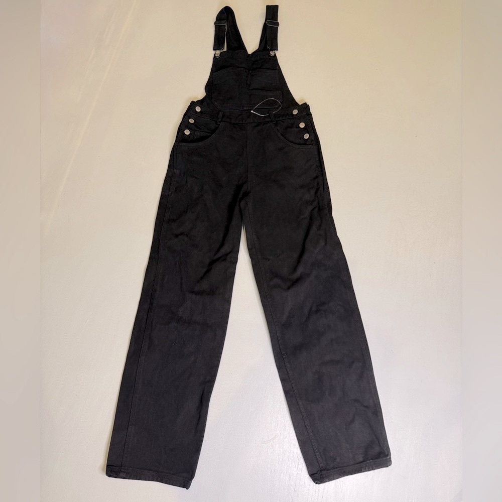 NWT, Brandy Melville, J. Galt Black Denim Overalls w/adjustable straps, Small - Picture 2 of 9